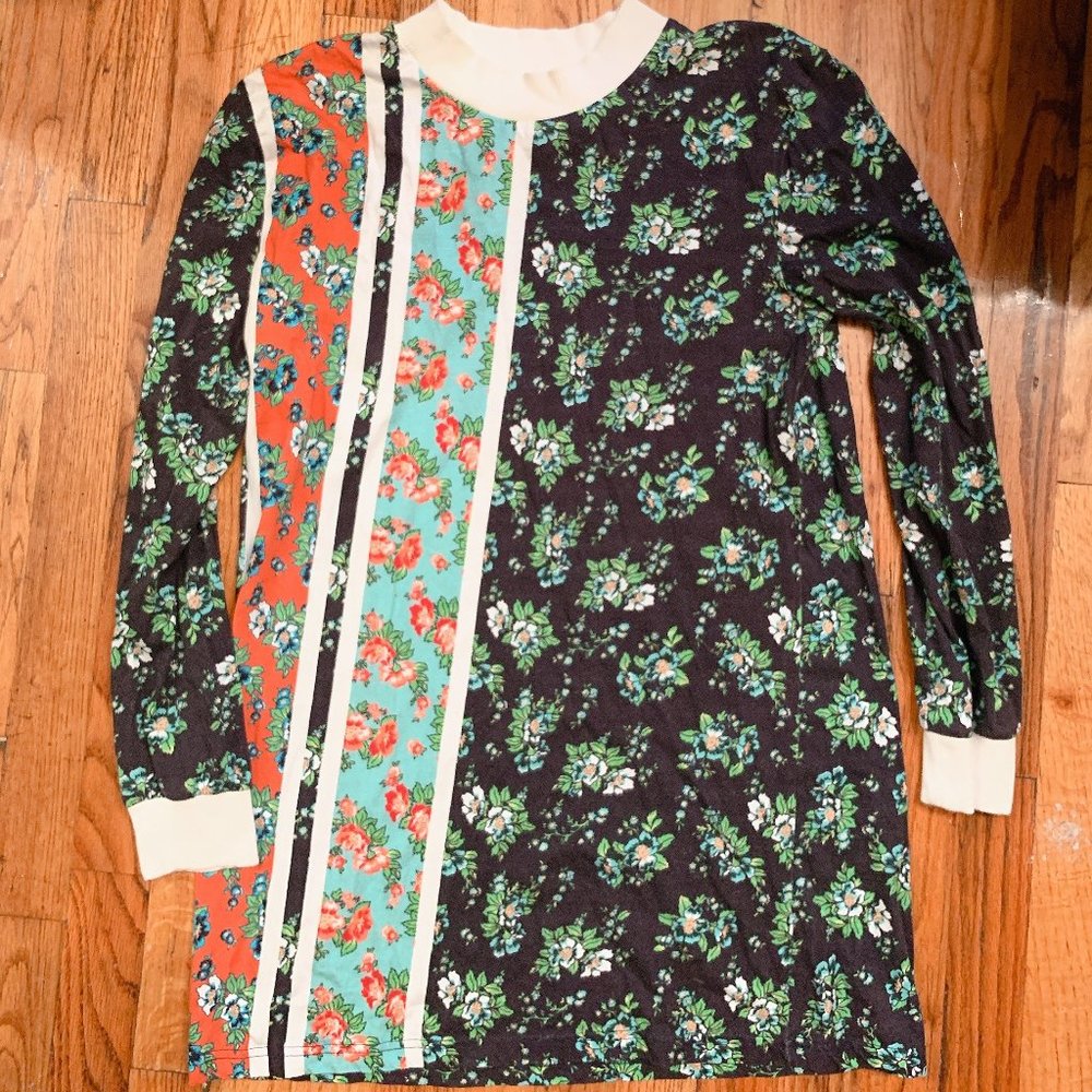 House Of Holland | Ditsy Floral Stripe Oversized Dress | Blue mutli | Sz 4